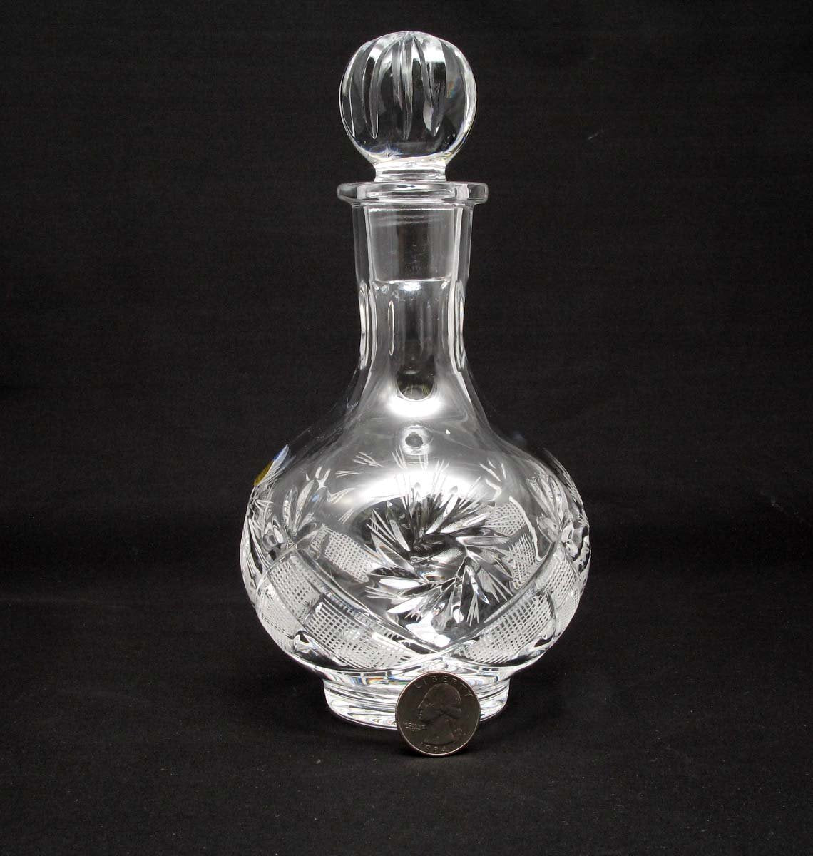 Russian Cut Crystal Vodka Decanter Carafe, 12 oz, Vintage USSR