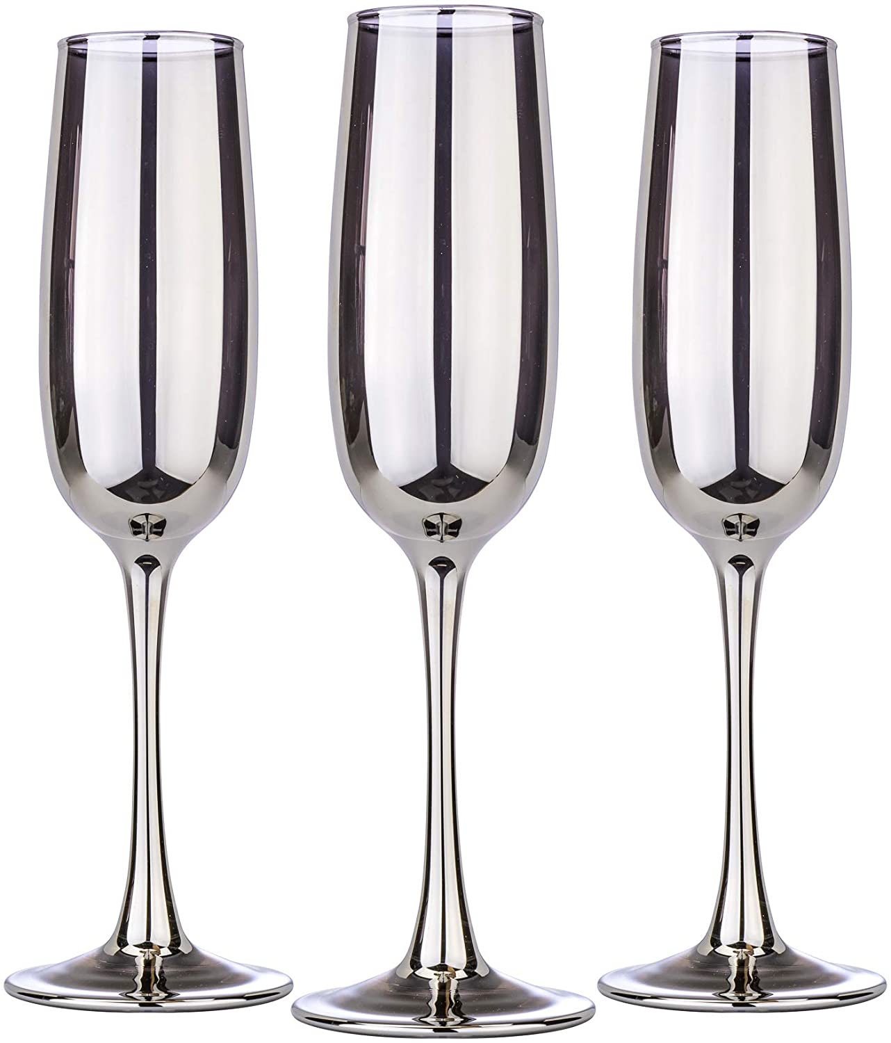 Champagne Flute, Champagne Glasses 6 Oz, Modern Glassware Set of 3