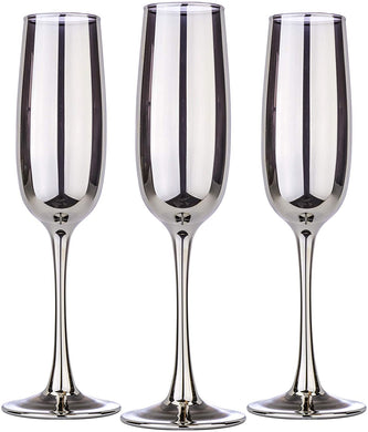 Champagne Flute, Champagne Glasses 6 Oz, Modern Glassware Set of 3