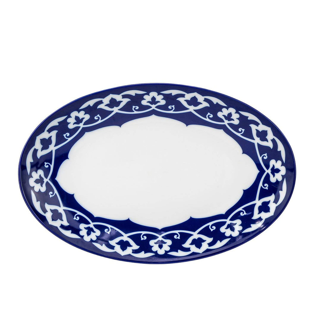 Royalty Porcelain Russian Fine Blue Floral Serving Platter (Oval)