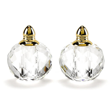 (D) Handcrafted 'Zendra Gold' Crystal Glass 2-pc Salt & Pepper Shakers Set