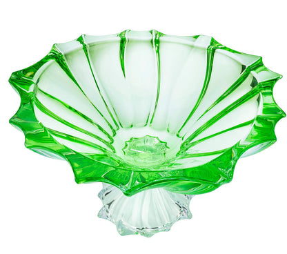Bohemia Collection Footed Fruit Bowl 'Aurum' Serving Platter Centerpiece Bowl 14 Inch (Green)