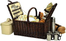 (D) Buckingham Basket for 4 with Blanket and Coffee Set for Outdoor (Yellow)