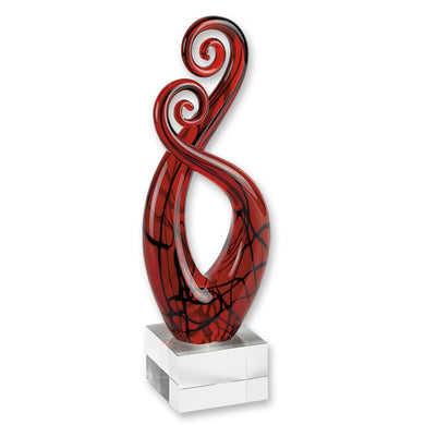 (D) Handcrafted Murano Art Glass Pietro Red Swirl Spectrum Figurine 13