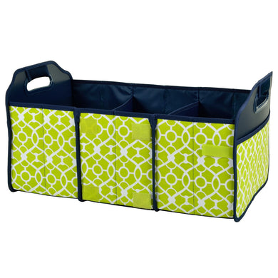 (D) Collapsible Trunk Organizer, Picnic Backpack Bag for Outdoor (Trellis Green)