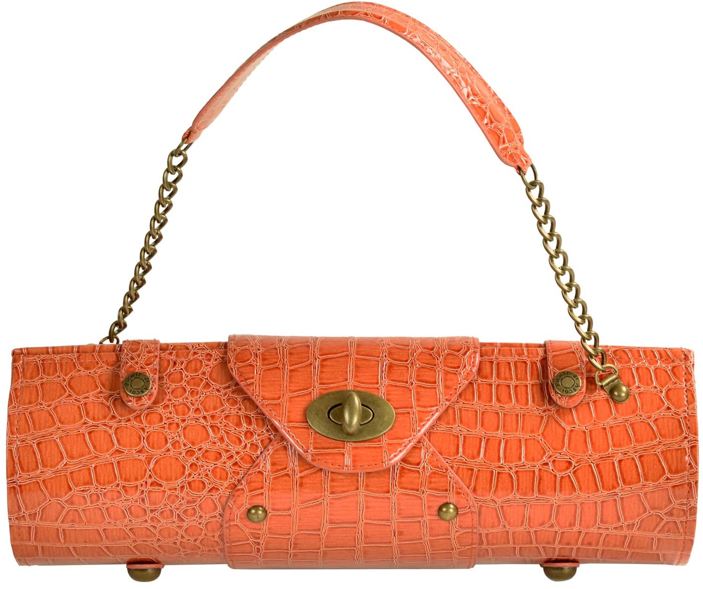 (D) Wine Bottle Carrier and Purse, Wine Holder, 30th Birthday Gifts (Orange)