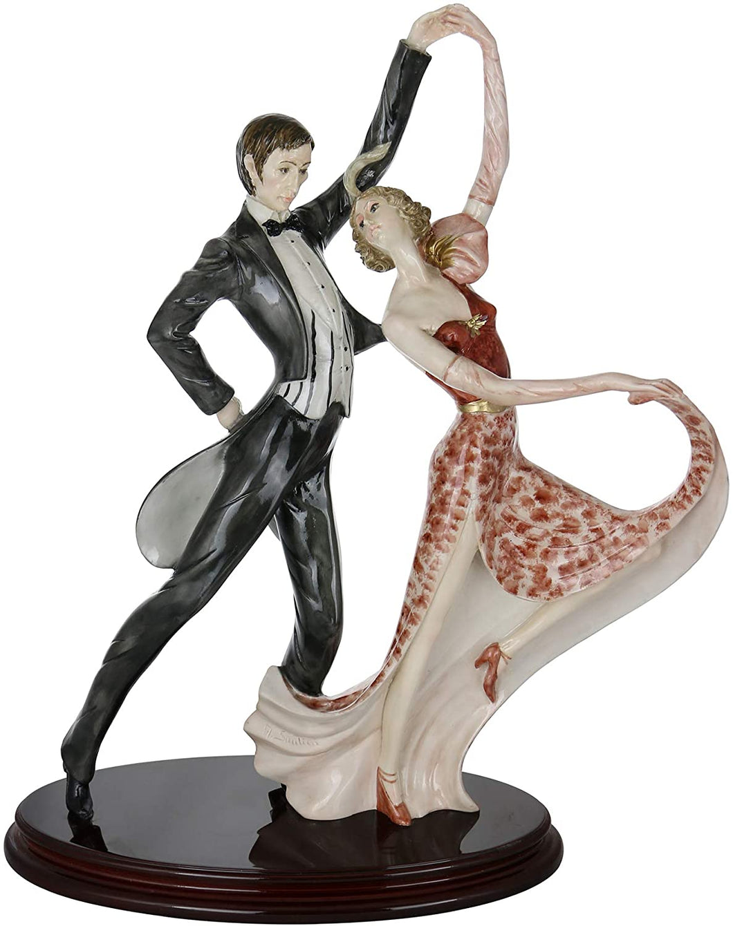 (D) Dancers Statue, White Sculpture Home Decor (Santini Tango 21x18 in)