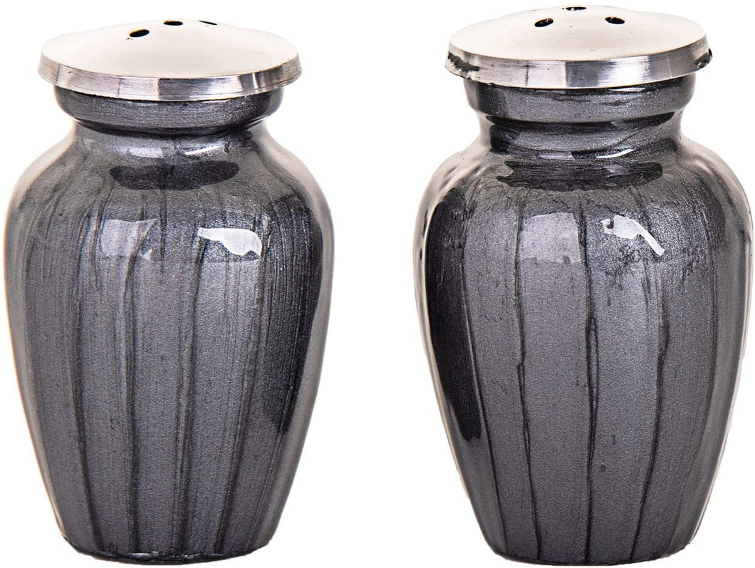 (D) Judaica Salt and Pepper Enamel Set 2.75 '' H (Grey)