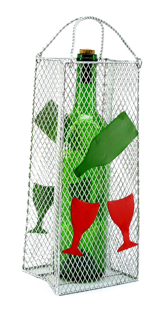 (D) Wine Bottle Holder, Gift Bag for Wine with Glasses, Bar Counter Decoration