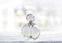 (D) Elegant `Zoe` Round Faceted Crystal Clear Perfume Bottle 4" H