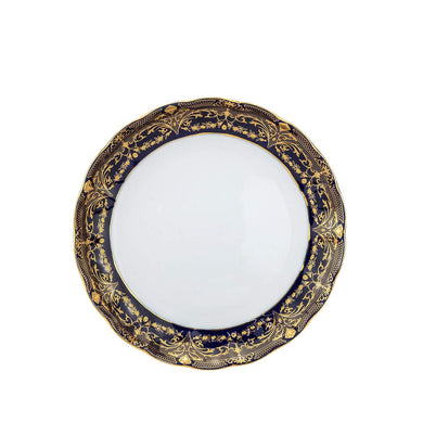 Royalty Porcelain Cobalt Blue Serving Platter with 24K Gold Ornament (12 Inch)