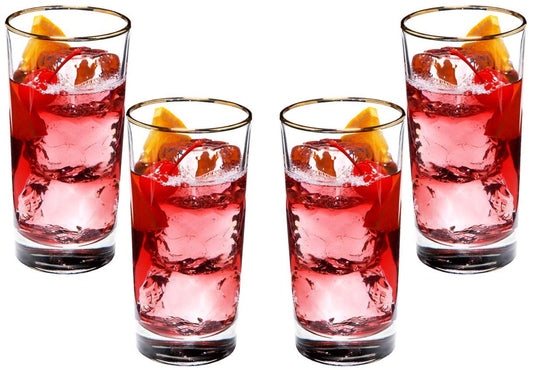 Prestige Hiball Stemless Juice Glasses 10 Oz, Crystal Clear Glassware Set of (4)