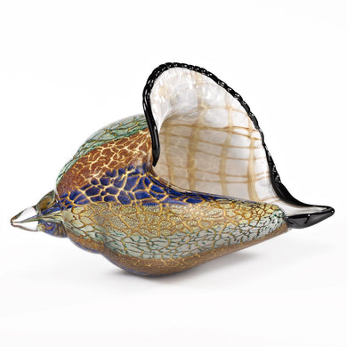 (D) Handcrafted 'Firestorm' Murano Art Glass Conch Shell Figurine 8