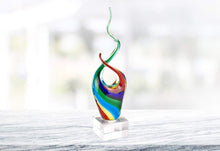 (D) Handcrafted Murano Art Glass Rainbow Spectrum Figurine 14" on Base