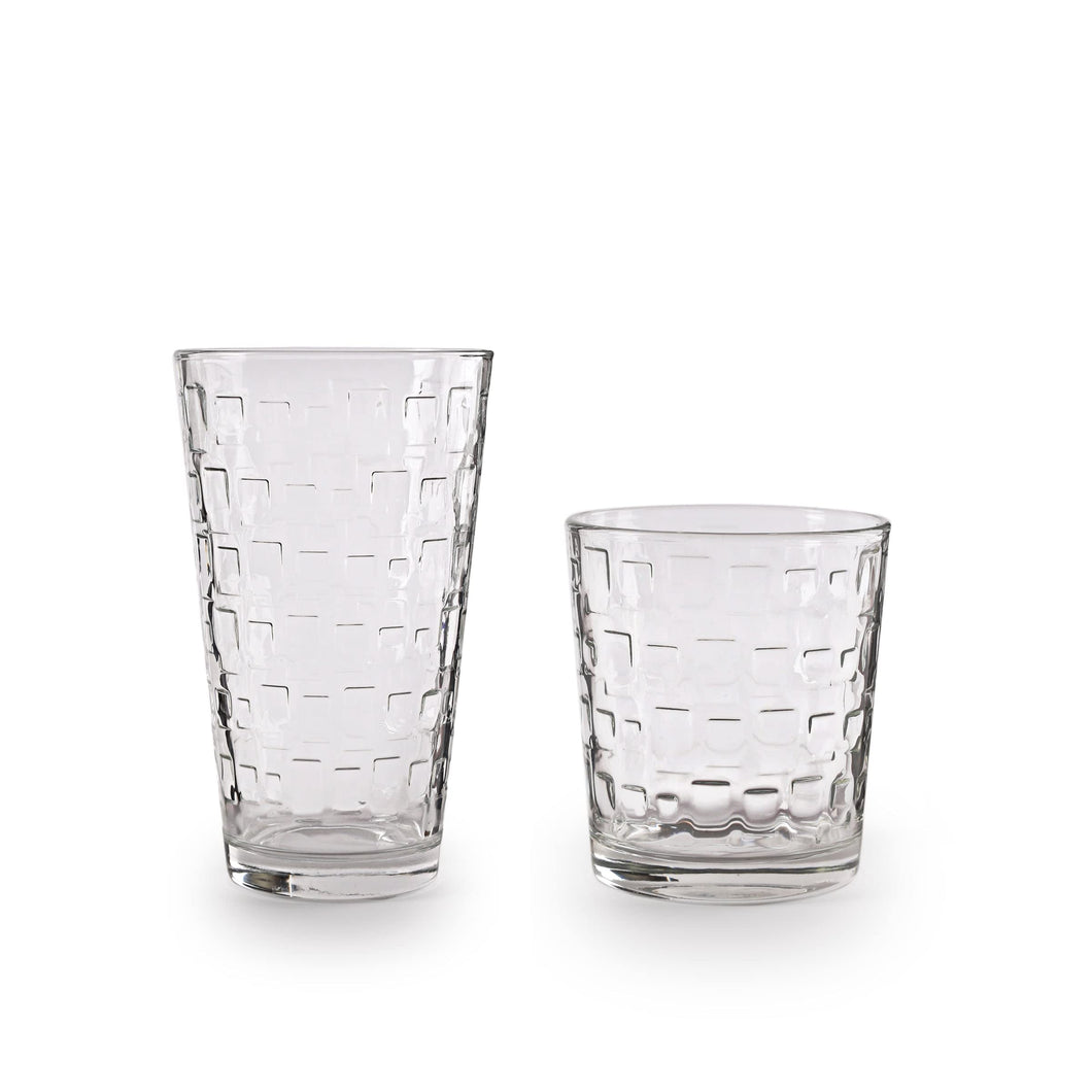 D) Modern Glassware Drinkware Set of 16, Tumbler and DOF Glasses For
