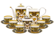 Royalty Porcelain 17 pc Tea Set with Teapot Bone China, Antique Style