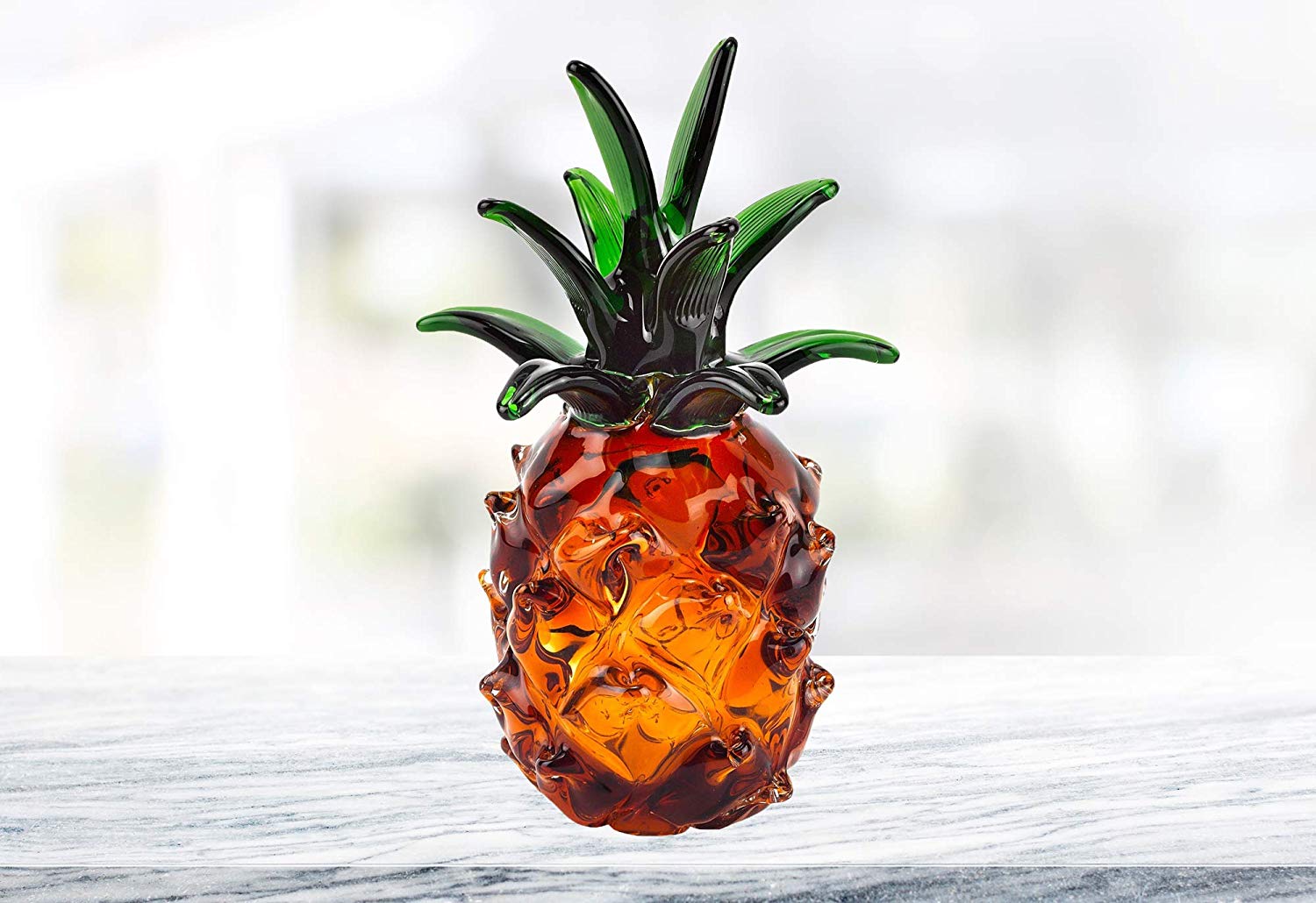 (D) Handcrafted Murano Art Glass Pineapple Centerpiece Figurine 8" H