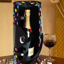 (D) Wine Bottle Carrier and Purse, Wine Holder, 30th Birthday Gifts (Dots)