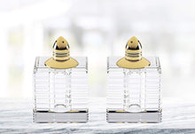 (D) Handcrafted 'Pinstripes Gold' Crystal Glass 2-pc Salt & Pepper Shakers Set