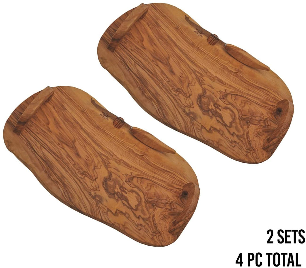 (D) Cheese Board, Wood Cutting Board for Cheeses - Brie - Laguiole Set 2 PACK