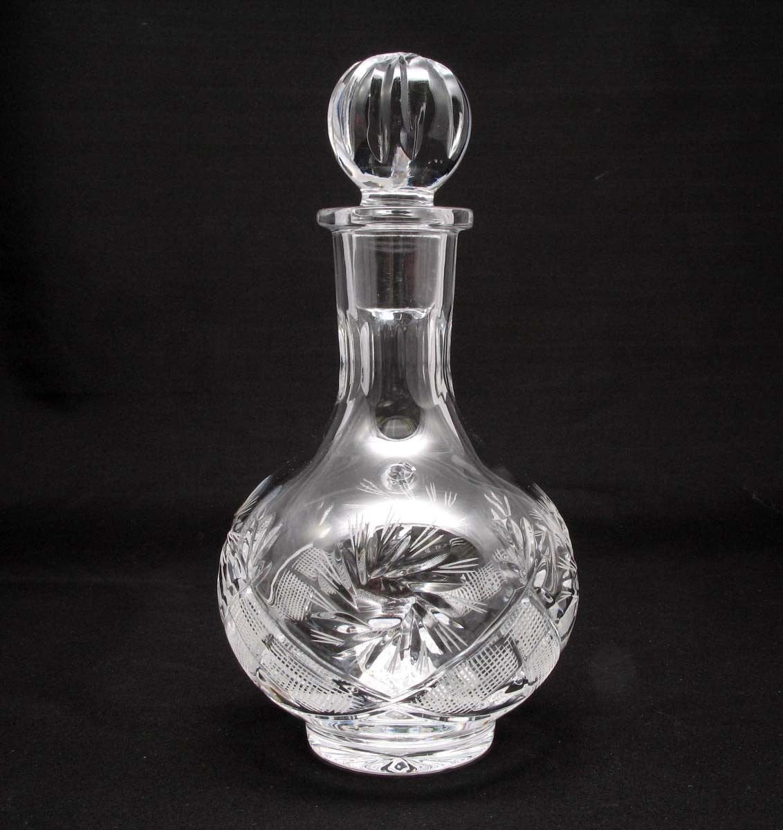 Russian Cut Crystal Vodka Decanter Carafe, 12 oz, Vintage USSR