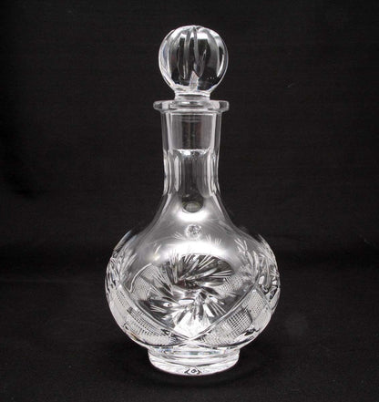 Russian Cut Crystal Vodka Decanter Carafe, 12 oz, Vintage USSR