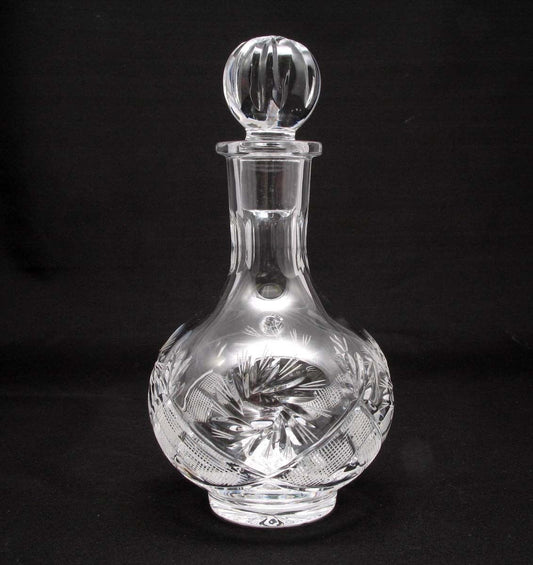 Russian Cut Crystal Vodka Decanter Carafe, 12 oz, Vintage USSR