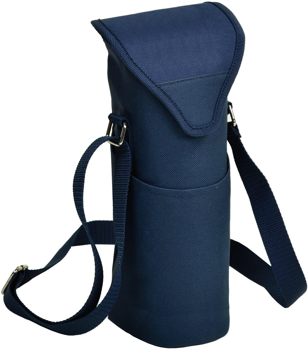 (D) Single Bottle Cooler Tote, Picnic Backpack Bag for Outdoor (Blue)