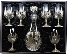 Medieval Pewter Wine Decanter with Glasses 7 Pc Set Metal Portugal Pattern