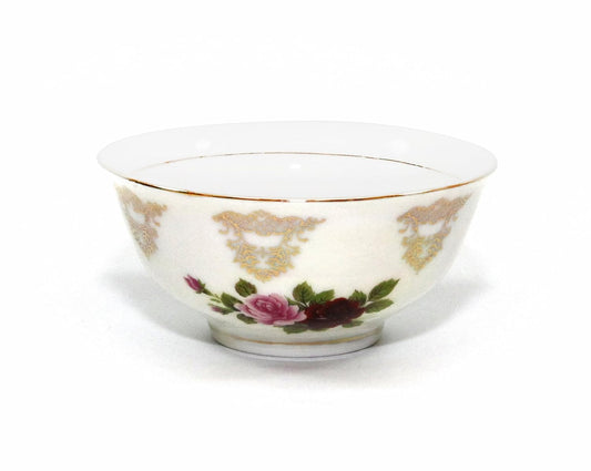Royalty Porcelain 6pc Floral Tea Cups, 24K Gold-Plated Original Cobalt Tableware, Service for 6