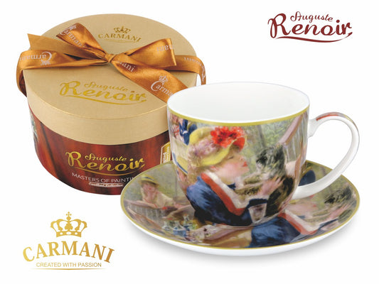 Carmani Painters 2pc Tea Cup or Mug, Auguste Renoir Collection, Breakfast Rowers Luncheon of the Boating Party
