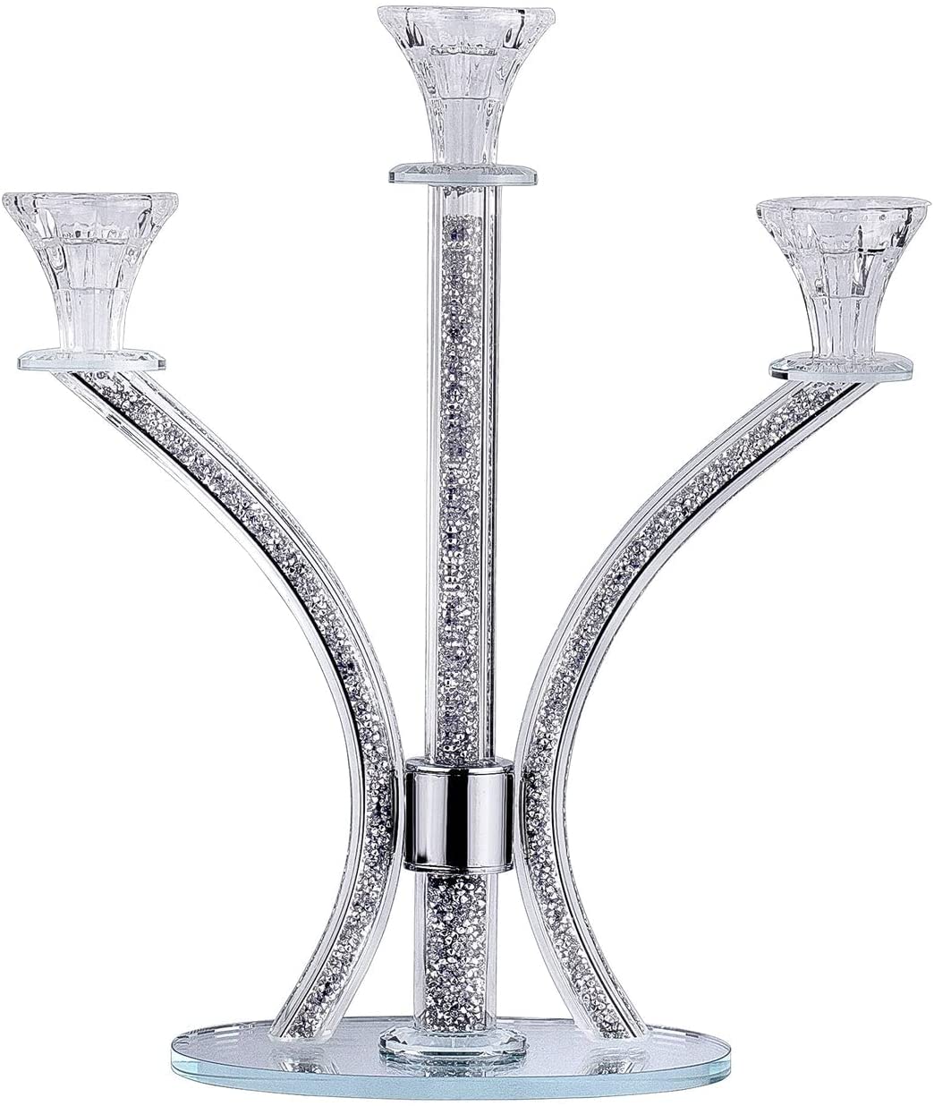 (D) Judaica Crystal Candelabra with Stones 3 Arms 14.17