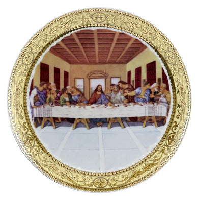 (D) Royalty Porcelain 4-pc Hand Painted Wall Plates Last Supper, Hanging Plates