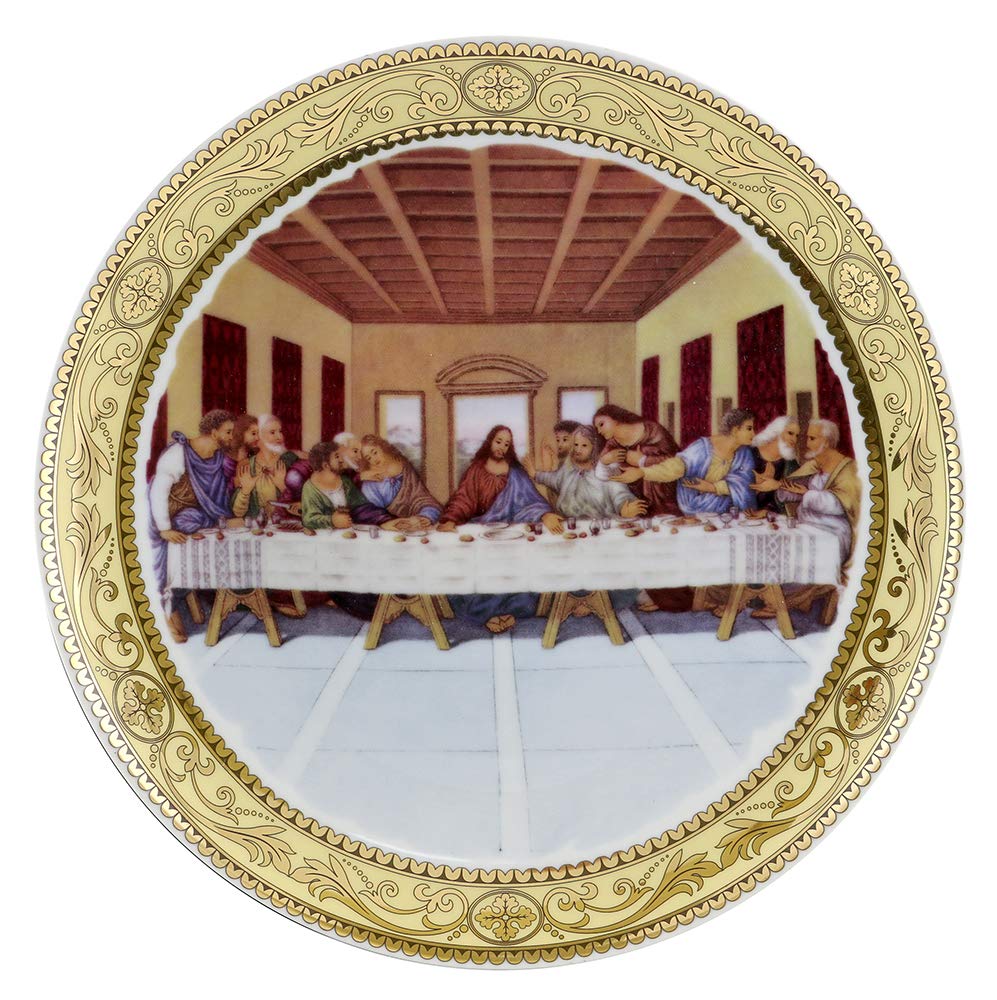 (D) Royalty Porcelain 4-pc Hand Painted Wall Plates Last Supper, Hanging Plates