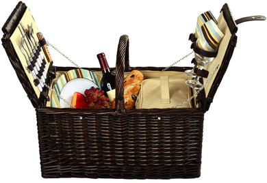 (D) Surrey Picnic Basket for 2, Backpack Bag for Outdoor (Green)