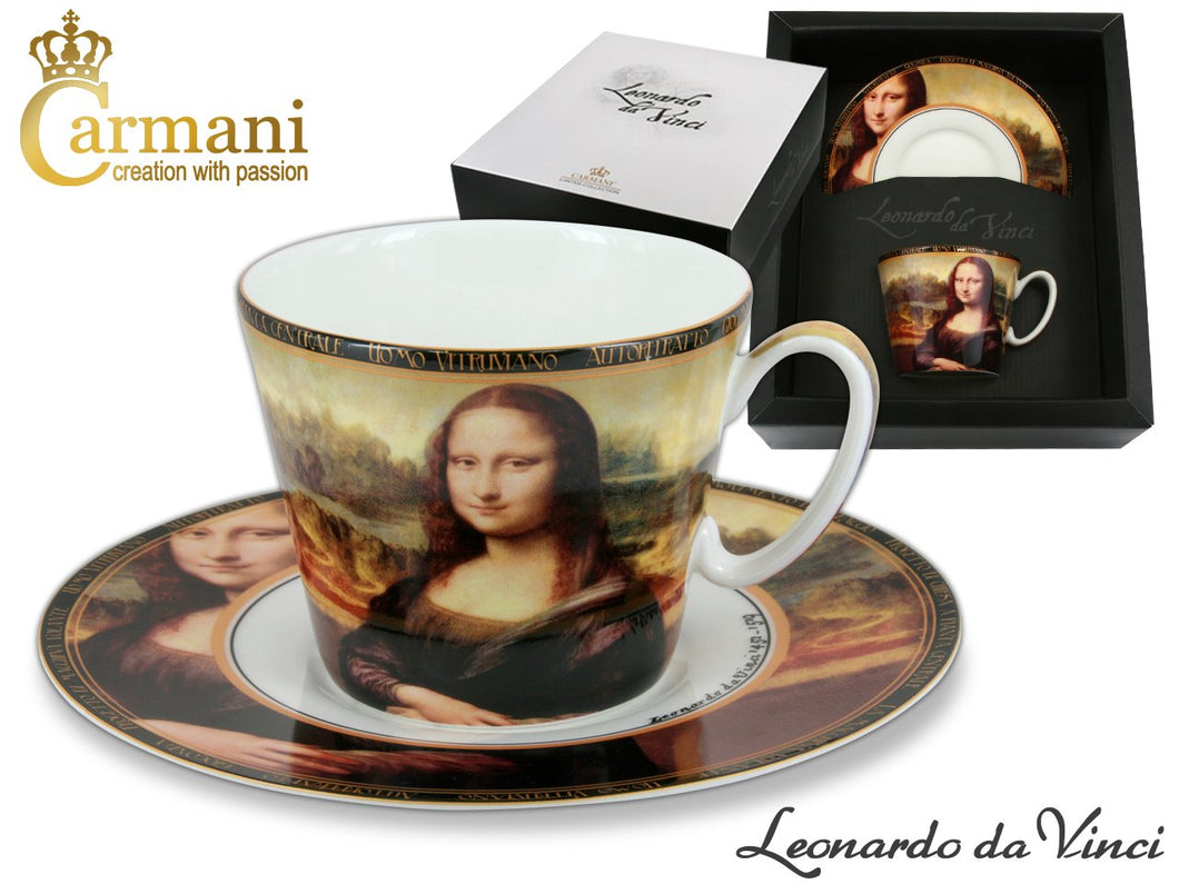 Carmani Painters Tea or Coffee Cup Set with Saucer, Leonardo Da Vinci Collection