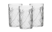 Set of 3 Crystal Glasses for Coffee or Tea with Vintage Cut Design 8 oz