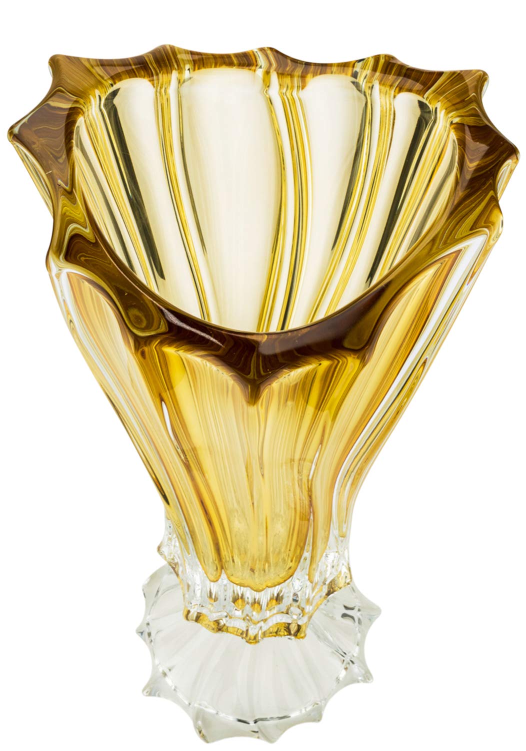 Bohemia Collection Footed Crystal Flower Centerpiece Vase 16 Inch (Yellow)