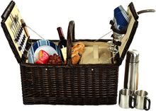 (D) Surrey Picnic Basket for 2 with Coffee Set for Outdoor (Blue)