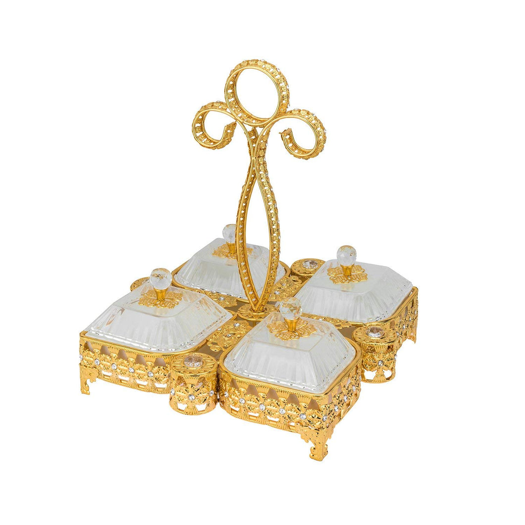 Italian Collection Gold Sectional Dessert Serving Tray, Snack Candy Holder