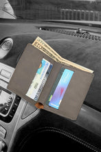 (D) Leatherette Wallets for Men 4'' x 3.25'' 6 Slots for Credit Cards (Grey)