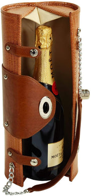 (D) Wine Bottle Carrier and Purse, Wine Holder, 30th Birthday Gifts (Lizard)