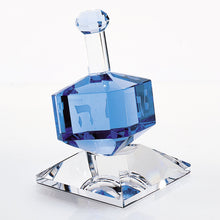 (D) Handcrafted Crystal Cobalt Blue Dreidel Centerpiece Figurine on Stand 3"H