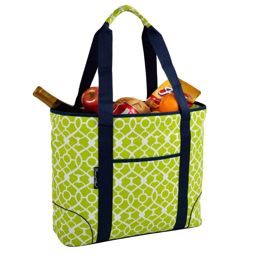 (D) Extra Large Insulated Cooler Tote, Picnic Backpack (Trellis Green)