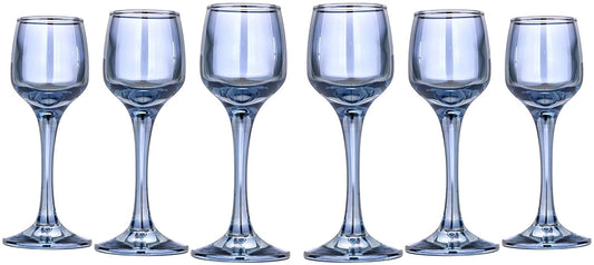 Liquer Glasses 'Black Sea' 2 Oz, Crystal Glassware Set of 6