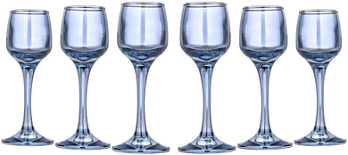 Liquer Glasses 'Black Sea' 2 Oz, Crystal Glassware Set of 6