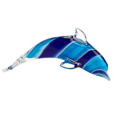 (D) Handcrafted Murano Art Glass Blue Dolphin Centerpiece Figurine 10