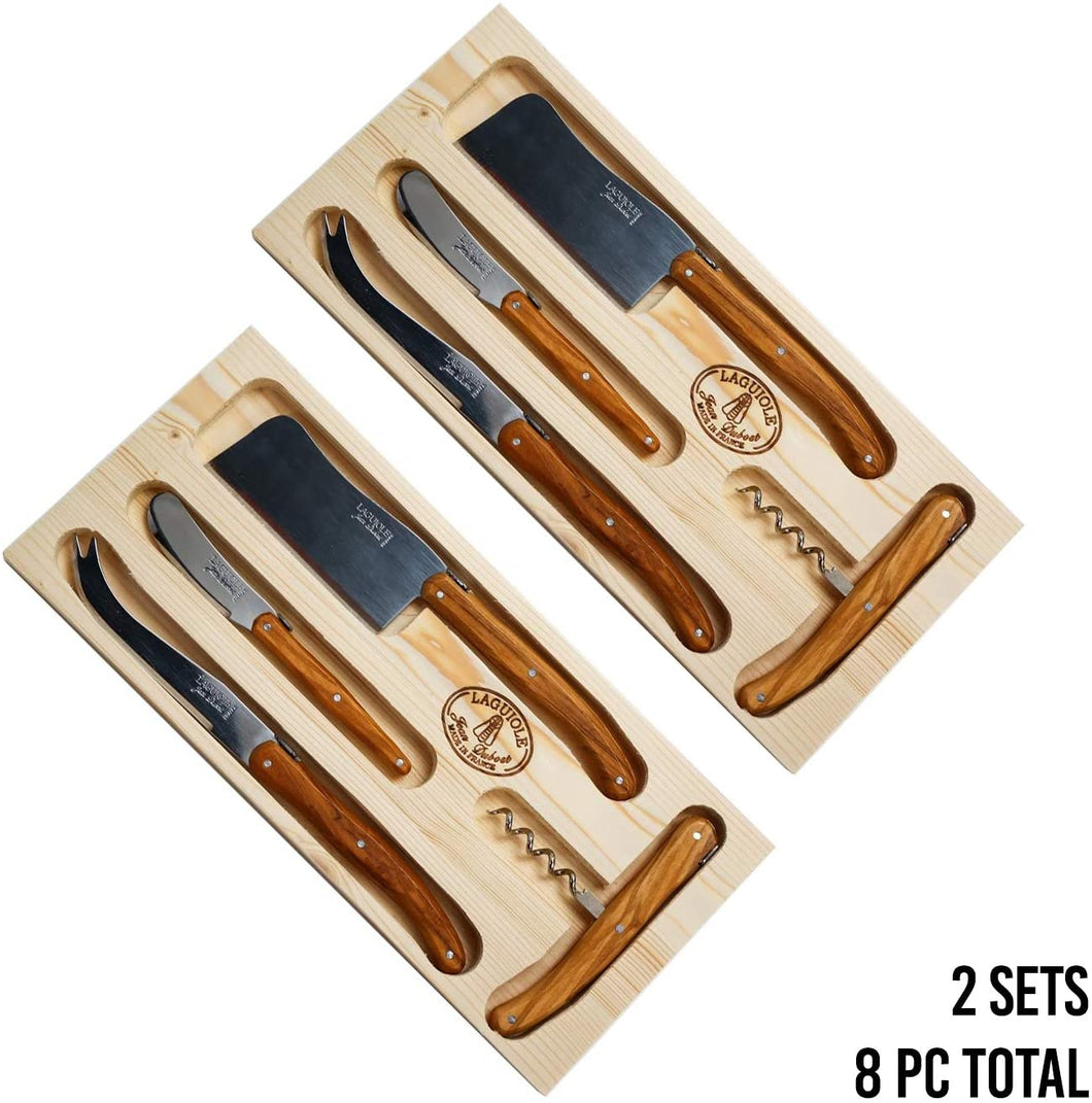 (D) Cheese Knife Set Charcuterie Utensil Set Laguiole with Wine Corkscrew 2 PACK