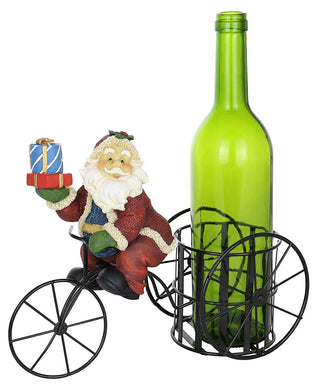 (D) Wine Bottle Holder Santa Claus on Tricycle for Dining Table & Bar Counter