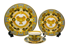 Royalty Porcelain 16 pc Dinner set Bone China Service For 4, Antique Style (Black Grey)